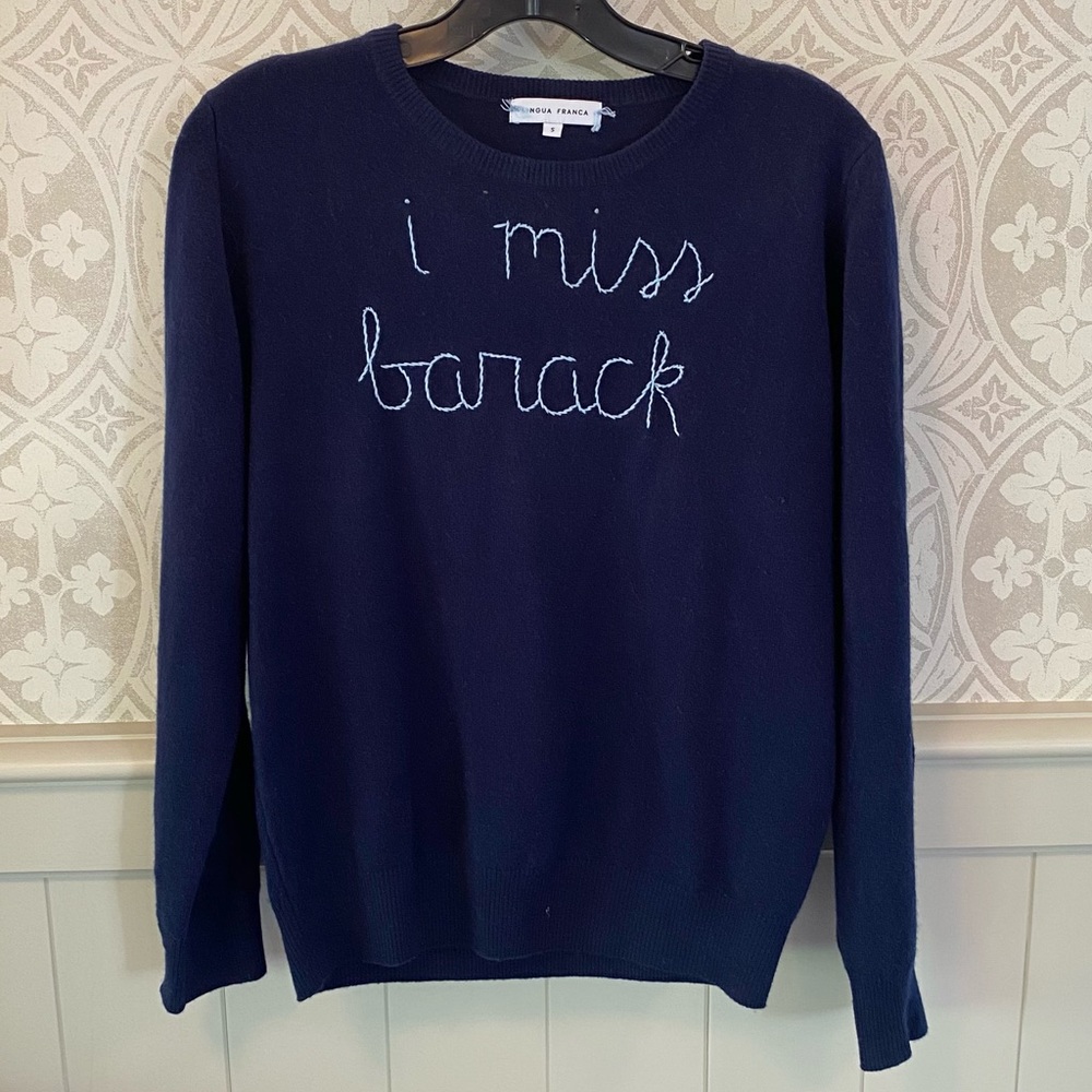 Lingua Franca “I Miss Barack” Cashmere Sweater